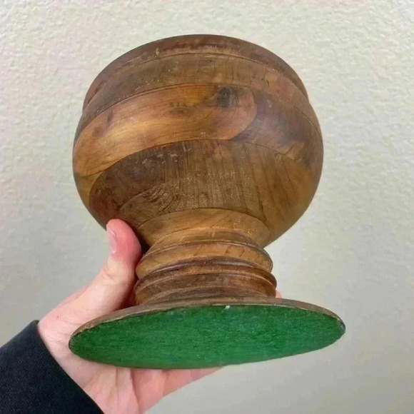 VTG Goblet Pedestal Bowl Hand Turned Wood Display Shelf Decor Eclectic Witchy - Picture 13 of 13